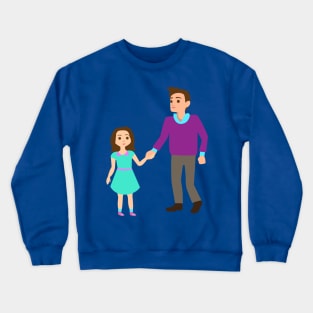 Father and Daughter Walking Crewneck Sweatshirt